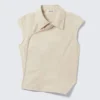 Top asimétrico de manga corta con tejido ripstop – Beige claro Top asimétrico de manga corta con tejido ripstop – Beige claro
