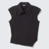 Top asimétrico de manga corta con tejido ripstop – Negro Top asimétrico de manga corta con tejido ripstop – Negro