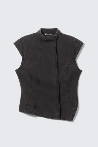Top asimétrico estructurado de algodón – Negro