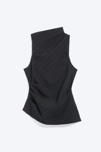Top asimétrico sin mangas de traje – Azul oscuro