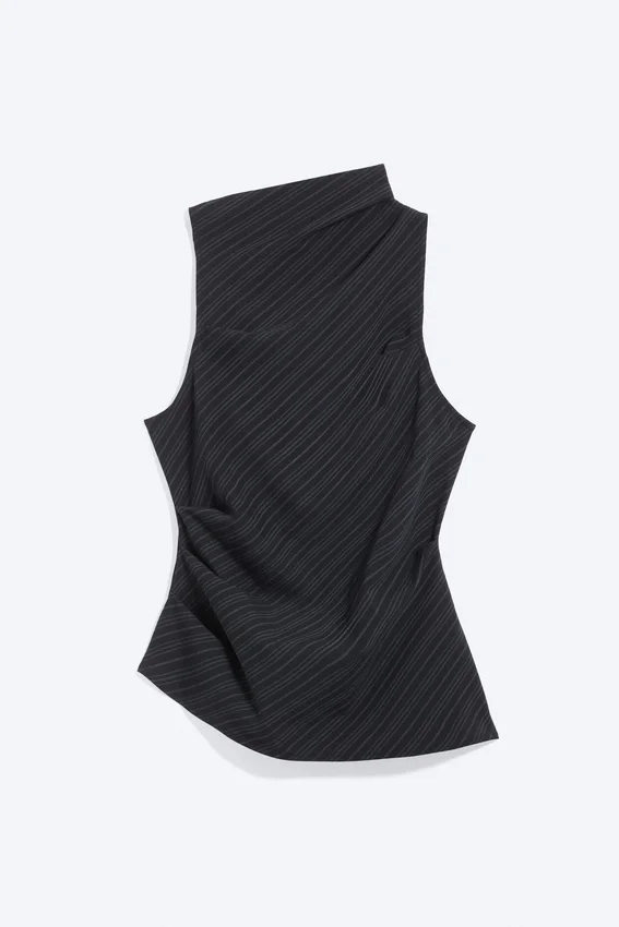 Top asimétrico sin mangas de traje – Azul oscuro Top asimétrico sin mangas de traje – Azul oscuro
