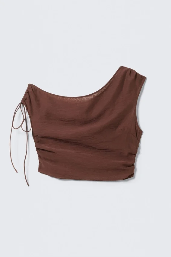 Top asimétrico transparente con cordón – Marrón Top asimétrico transparente con cordón – Marrón