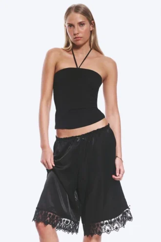Top bandeau con cuello halter – Negro