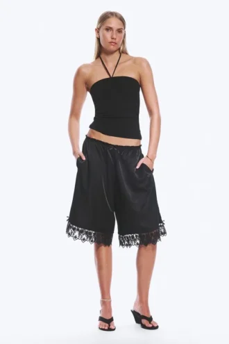 Top bandeau con cuello halter – Negro
