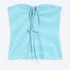 Top bandeau con cuello halter – Rayas blancas y turquesas Top bandeau con cuello halter – Rayas blancas y turquesas