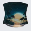 Top bandeau de malla estampada – Turquesa oscuro – Puesta de sol Top bandeau de malla estampada – Turquesa oscuro – Puesta de sol
