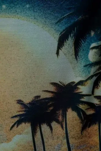 Top bandeau de malla estampada – Turquesa oscuro – Puesta de sol