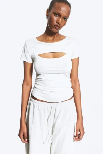 Top bolero de dos piezas en capas – Blanco