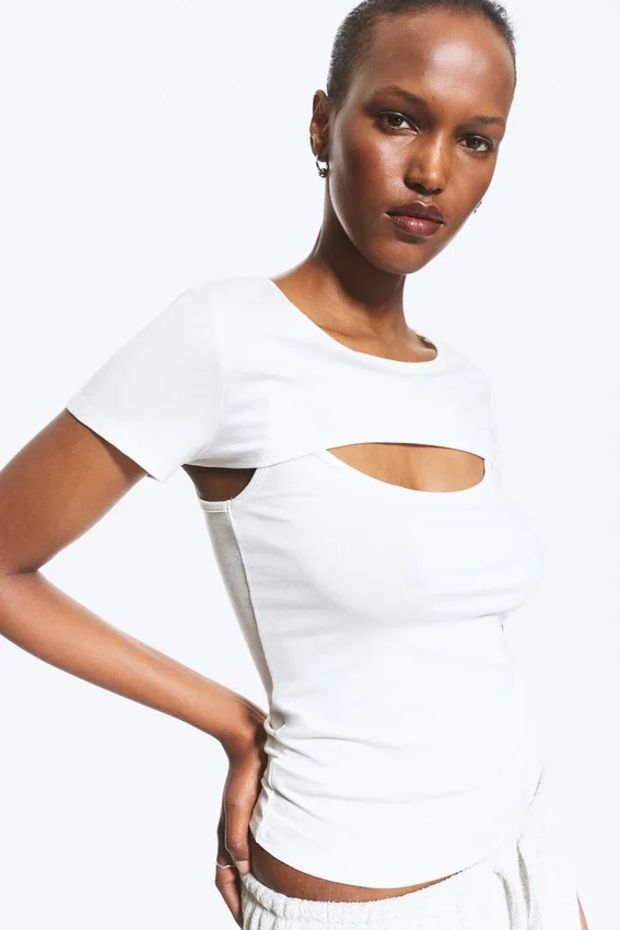 Top bolero de dos piezas en capas – Blanco Top bolero de dos piezas en capas – Blanco