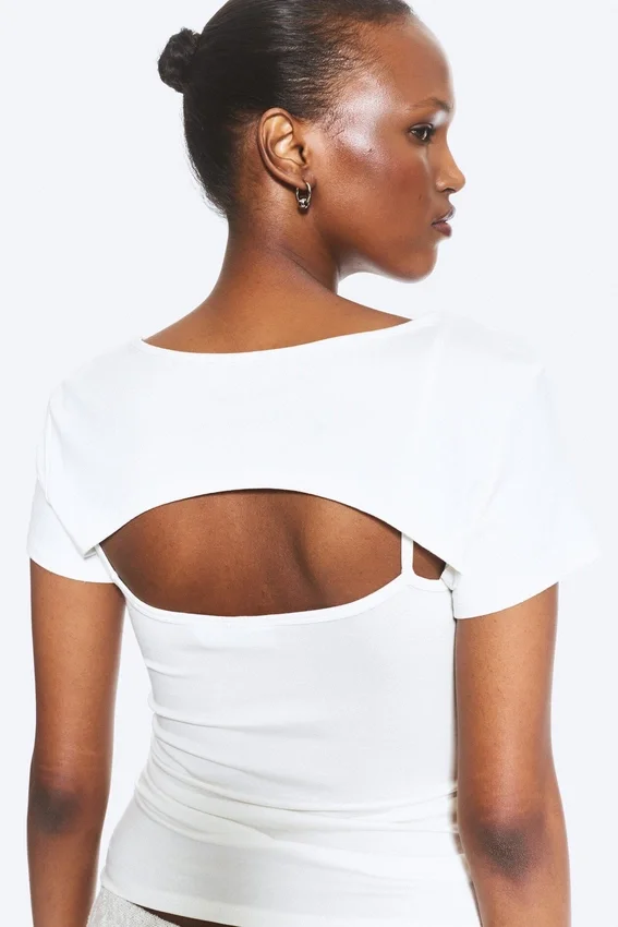 Top bolero de dos piezas en capas – Blanco Top bolero de dos piezas en capas – Blanco