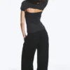 Top bolero de dos piezas en capas – Gris oscuro Top bolero de dos piezas en capas – Gris oscuro