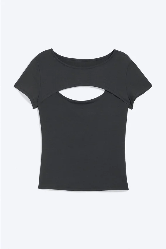 Top bolero de dos piezas en capas – Gris oscuro Top bolero de dos piezas en capas – Gris oscuro