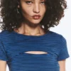 Top bolero de dos piezas en capas – Rayas azules Top bolero de dos piezas en capas – Rayas azules