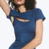 Top bolero de dos piezas en capas – Rayas azules Top bolero de dos piezas en capas – Rayas azules