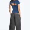 Top bolero de dos piezas en capas – Rayas azules Top bolero de dos piezas en capas – Rayas azules