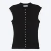 Top con botones de perla – Negro – Botones de perla Top con botones de perla – Negro – Botones de perla