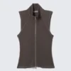 Top con cuello alto acanalado y cremallera – Gris oscuro Top con cuello alto acanalado y cremallera – Gris oscuro