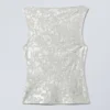 Top con cuello barco y salpicaduras metalizadas de Annie – Estampado de salpicaduras plateadas Top con cuello barco y salpicaduras metalizadas de Annie – Estampado de salpicaduras plateadas