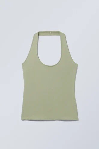 Top con cuello halter Astrid – Verde caqui claro