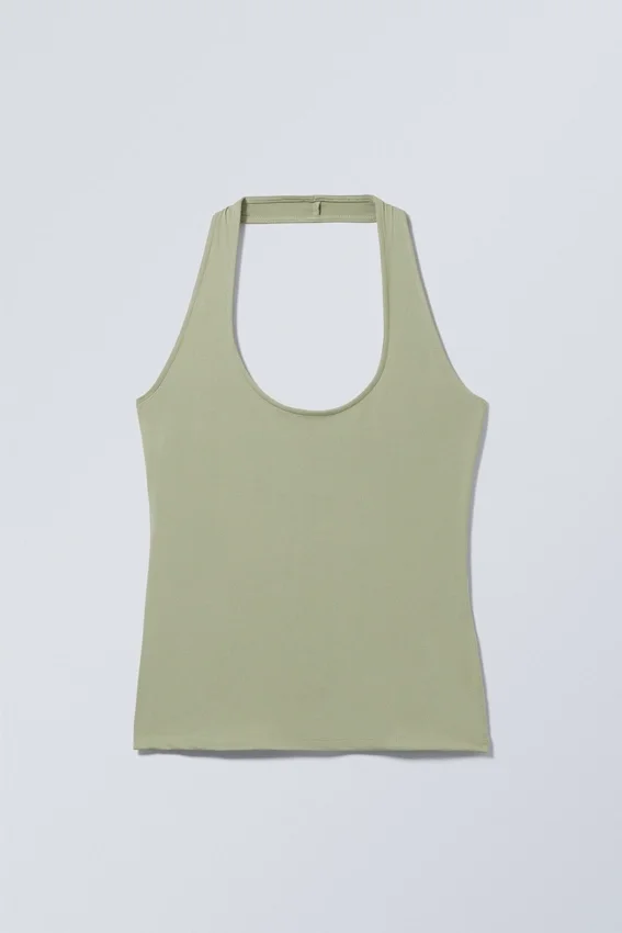 Top con cuello halter Astrid – Verde caqui claro Top con cuello halter Astrid – Verde caqui claro