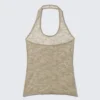 Top con cuello halter de encaje ondulado – Beige Top con cuello halter de encaje ondulado – Beige