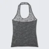 Top con cuello halter de encaje ondulado – Gris oscuro Top con cuello halter de encaje ondulado – Gris oscuro