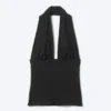 Top con cuello halter profundo – Negro Top con cuello halter profundo – Negro