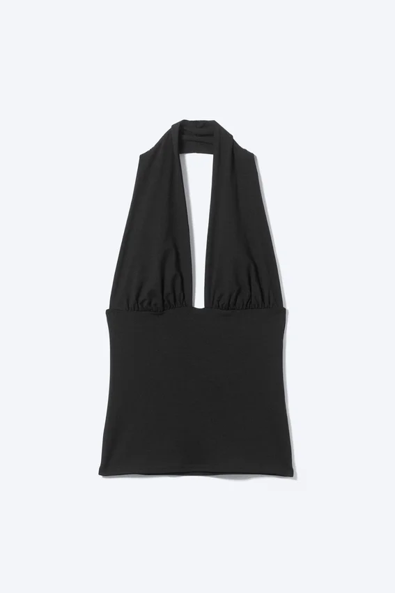 Top con cuello halter profundo – Negro Top con cuello halter profundo – Negro