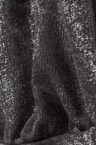 Top con cuello halter y brillo intenso – Gris oscuro brillante