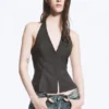 Top con cuello halter y cierre de corchetes en la espalda – Gris oscuro Top con cuello halter y cierre de corchetes en la espalda – Gris oscuro