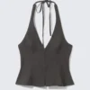 Top con cuello halter y cierre de corchetes en la espalda – Gris oscuro Top con cuello halter y cierre de corchetes en la espalda – Gris oscuro