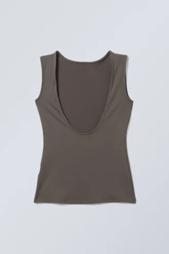 Top con espalda abierta Alba – Verde caqui oscuro