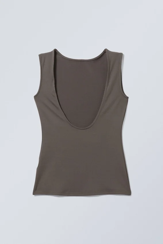 Top con espalda abierta Alba – Verde caqui oscuro Top con espalda abierta Alba – Verde caqui oscuro