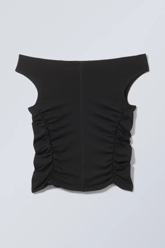 Top con hombros descubiertos y fruncido – Negro Top con hombros descubiertos y fruncido – Negro
