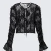 Top con lazo delantero de encaje – Negro Top con lazo delantero de encaje – Negro