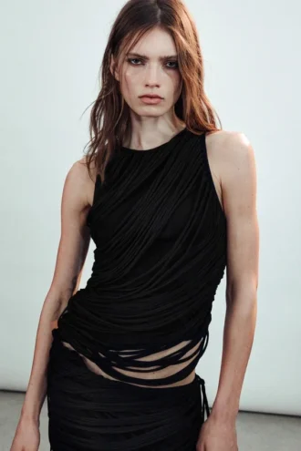 Top con lazo – Negro