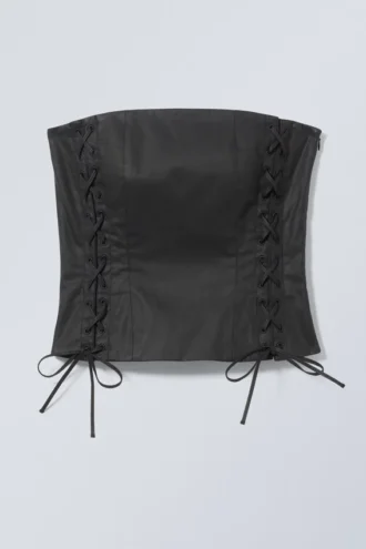 Top corsé con cordones Ima – Negro recubierto