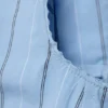 Top corto tipo corsé de popelín de algodón – Rayas azul claro Top corto tipo corsé de popelín de algodón – Rayas azul claro