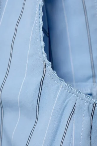 Top corto tipo corsé de popelín de algodón – Rayas azul claro