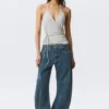 Top cruzado con cuello halter – Gris jaspeado Top cruzado con cuello halter – Gris jaspeado