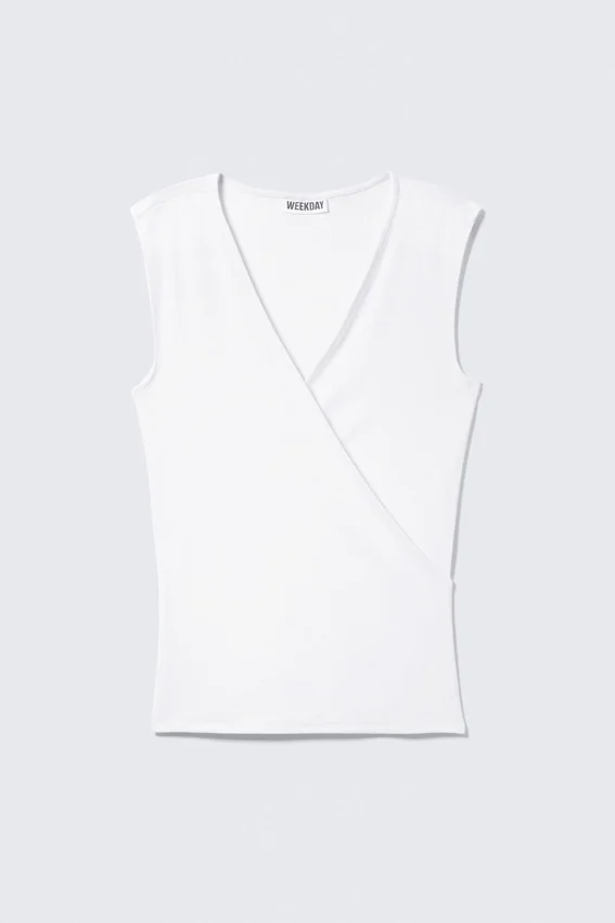 Top cruzado sin mangas – Blanco Top cruzado sin mangas – Blanco
