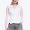 Top cruzado sin mangas de algodón – Blanco Top cruzado sin mangas de algodón – Blanco