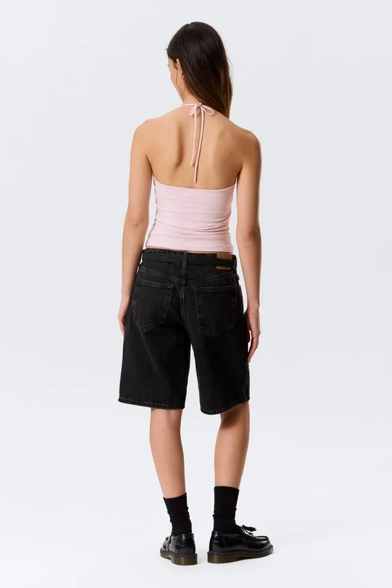 Top de algodón ajustado con cuello halter – Rosa claro Top de algodón ajustado con cuello halter – Rosa claro