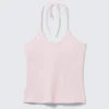 Top de algodón ajustado con cuello halter – Rosa claro Top de algodón ajustado con cuello halter – Rosa claro
