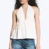 Top de algodón con cuello halter – blanco roto Top de algodón con cuello halter – blanco roto