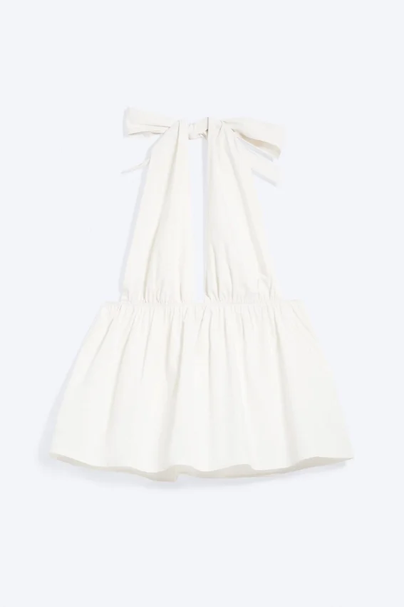 Top de algodón con cuello halter – blanco roto Top de algodón con cuello halter – blanco roto