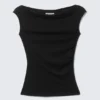 Top de algodón con hombros anchos – Negro Top de algodón con hombros anchos – Negro