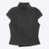 Top de algodón cruzado – Gris oscuro Top de algodón cruzado – Gris oscuro