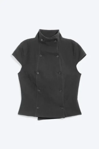 Top de algodón cruzado – Gris oscuro
