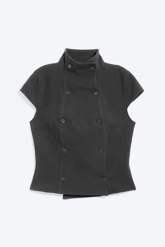 Top de algodón cruzado – Gris oscuro Top de algodón cruzado – Gris oscuro